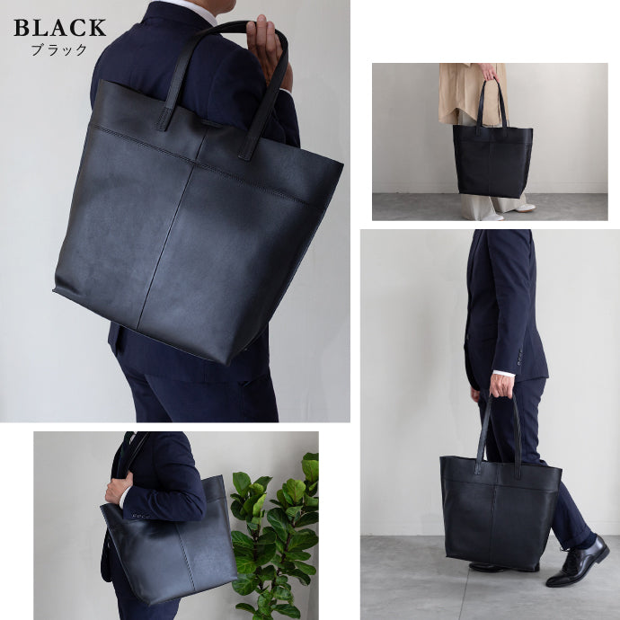 シーンを選ばないセミハードレザーの本革トートバッグ - TOTE BAG 010