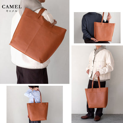 シーンを選ばないセミハードレザーの本革トートバッグ - TOTE BAG 010