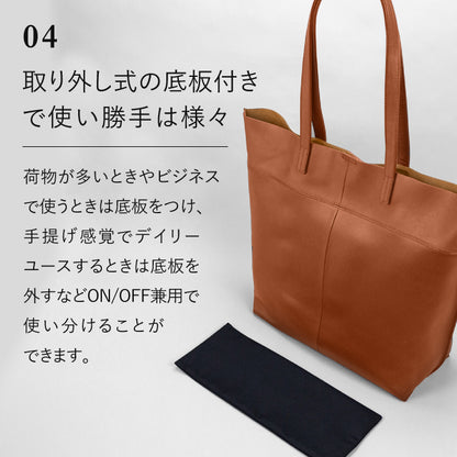 シーンを選ばないセミハードレザーの本革トートバッグ - TOTE BAG 010