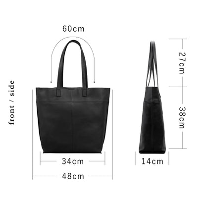 シーンを選ばないセミハードレザーの本革トートバッグ - TOTE BAG 010