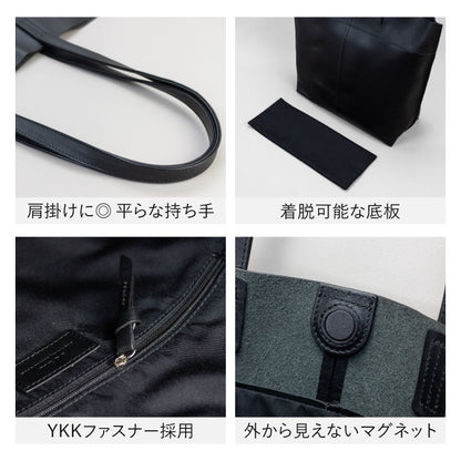 シーンを選ばないセミハードレザーの本革トートバッグ - TOTE BAG 010