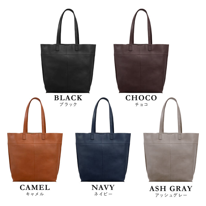 シーンを選ばないセミハードレザーの本革トートバッグ - TOTE BAG 010