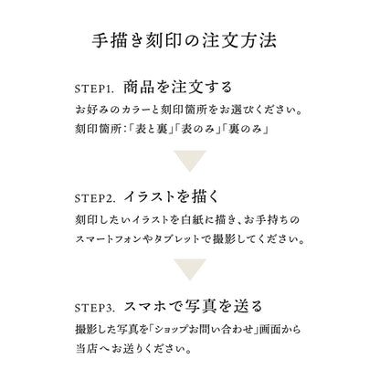 手描きイラストを刻印に - 本革製キーホルダー（名入れ）