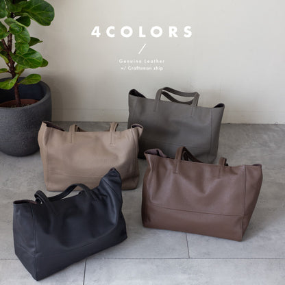 大容量 やわらかソフトレザーの本革トートバッグ - TOTE BAG 003